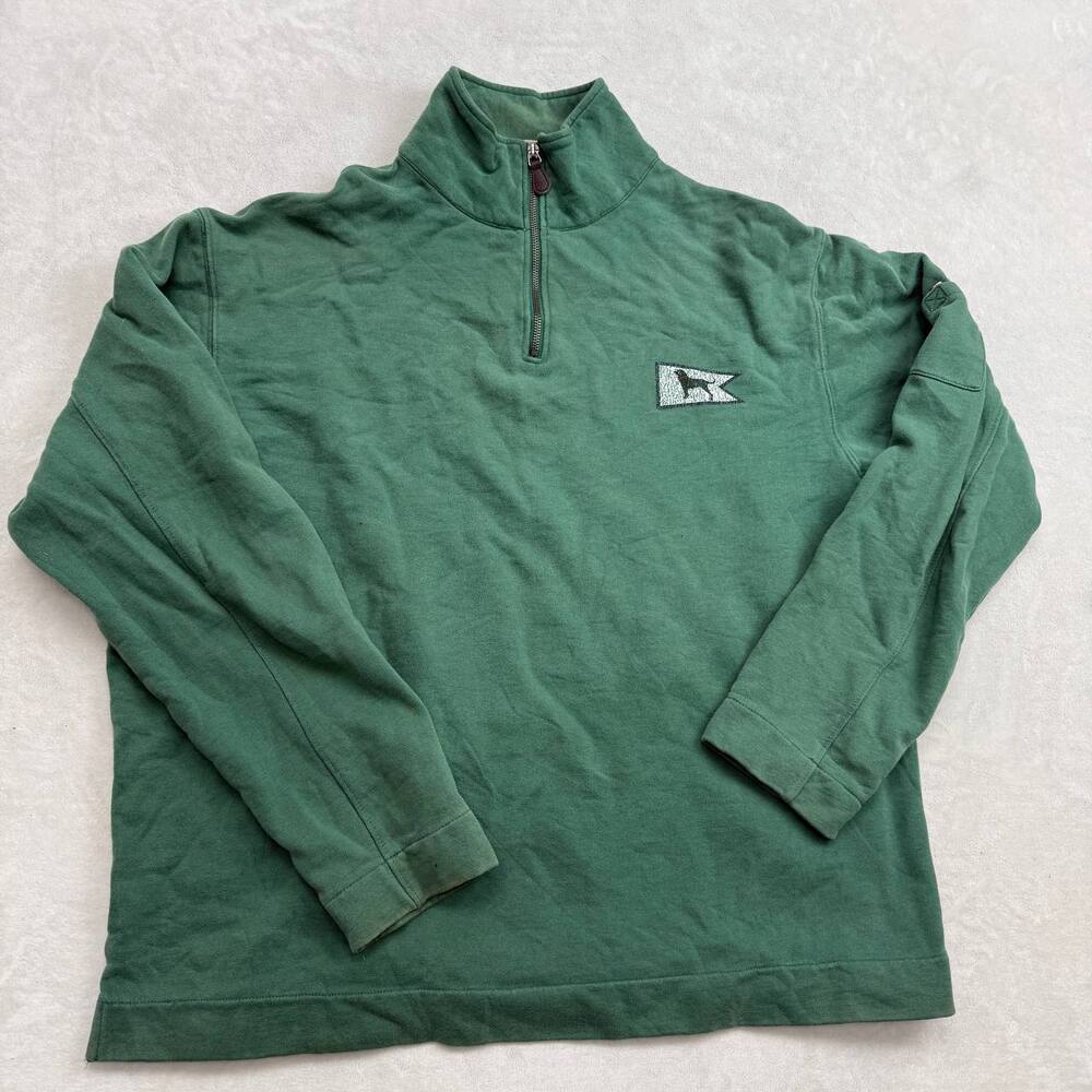 The Black Dog Unisex Adults Quarter Zip Pullover Sweatshirt Green Size L